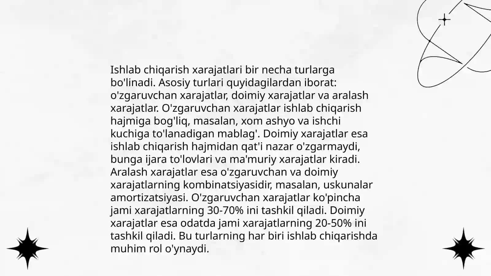 Ishlab chiqarish xarajatlari, foyda va rentabellik 4