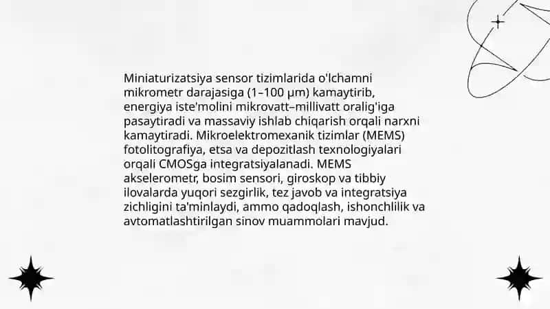 Sensor tizimi rivojlanishining xususiyatlari 4