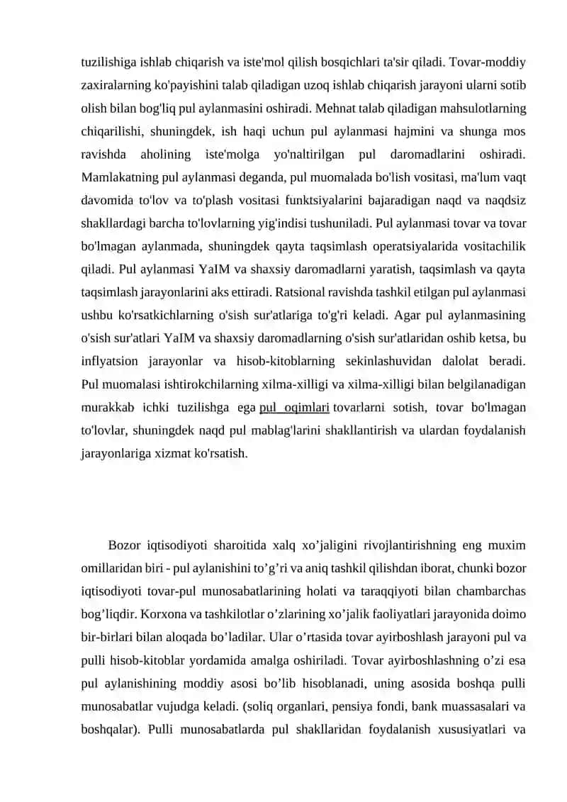 Pul aylanmasi va uning tarkibi uning massasi va agregatlari 4