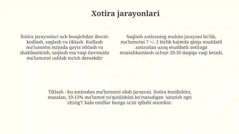 Xotira turlari va uning jarayonlari 4