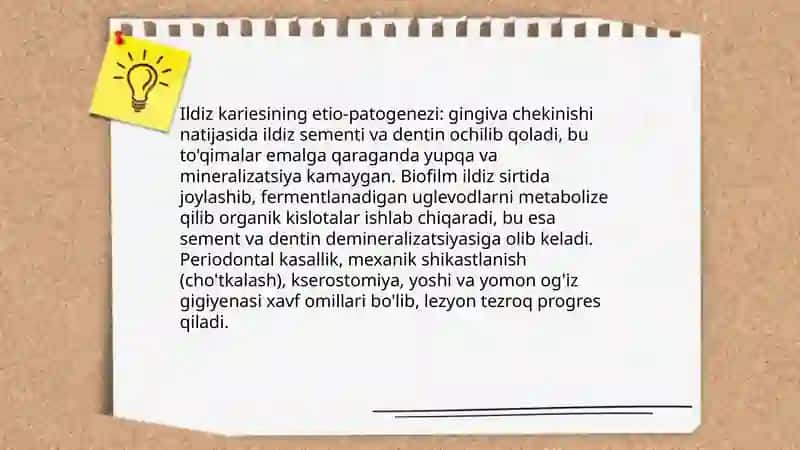 Ildiz Kariesi. Klinikasi, tashxislash va davolash 4