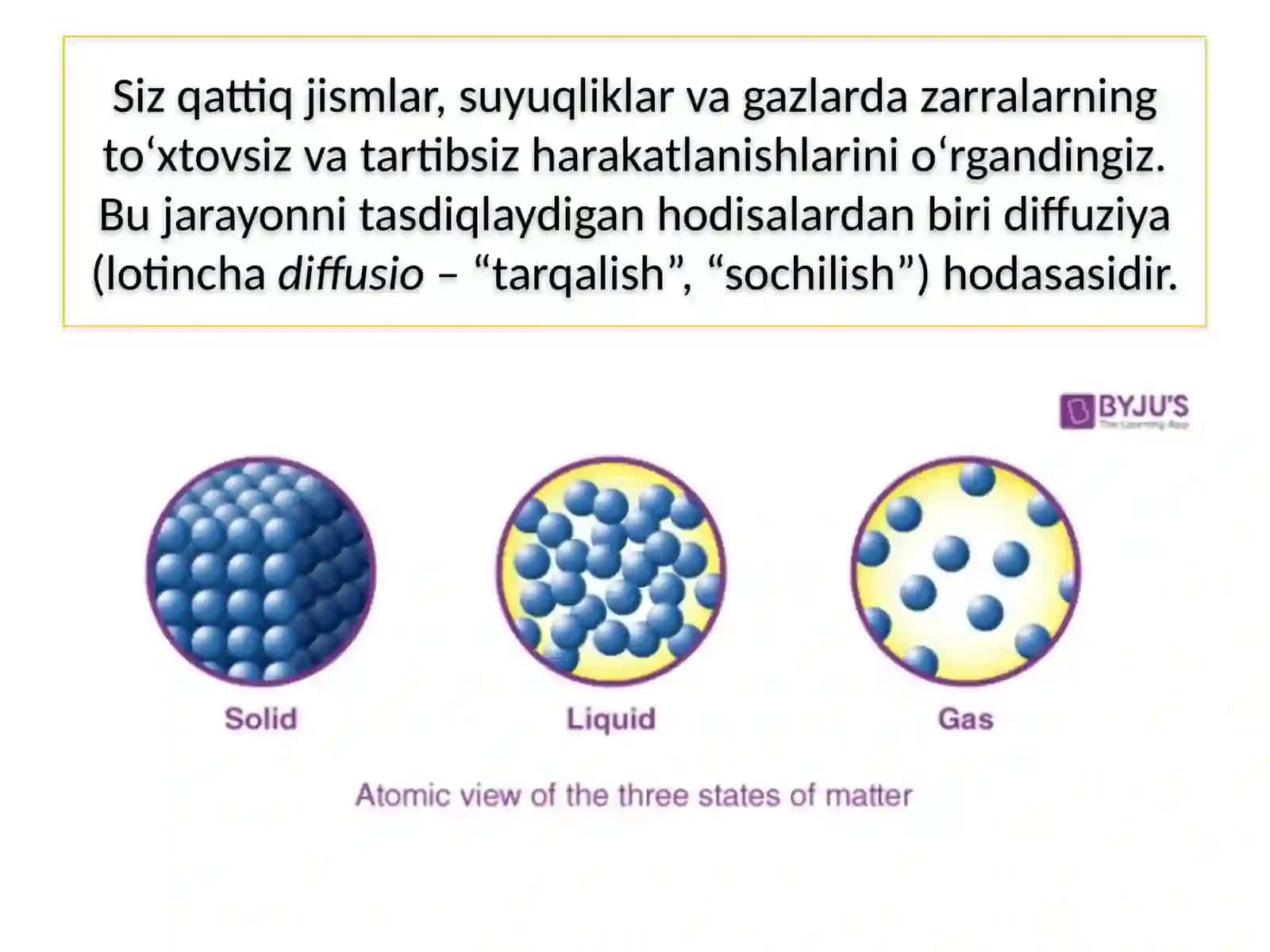 MAVZU.DIFFUZIYA HODISASINIO‘RGANISH 4