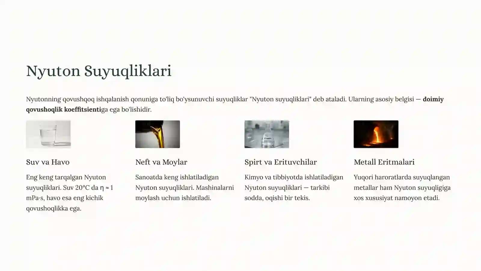 Nyuton Qonunlari va Gidravlikada Qovushoqlik 4