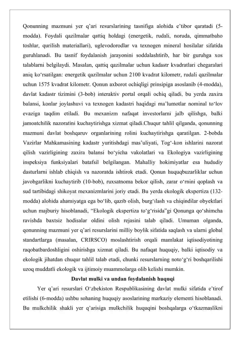 Yer resurslaridan foydalanish va nazorat qilishning huquqiy holati 4