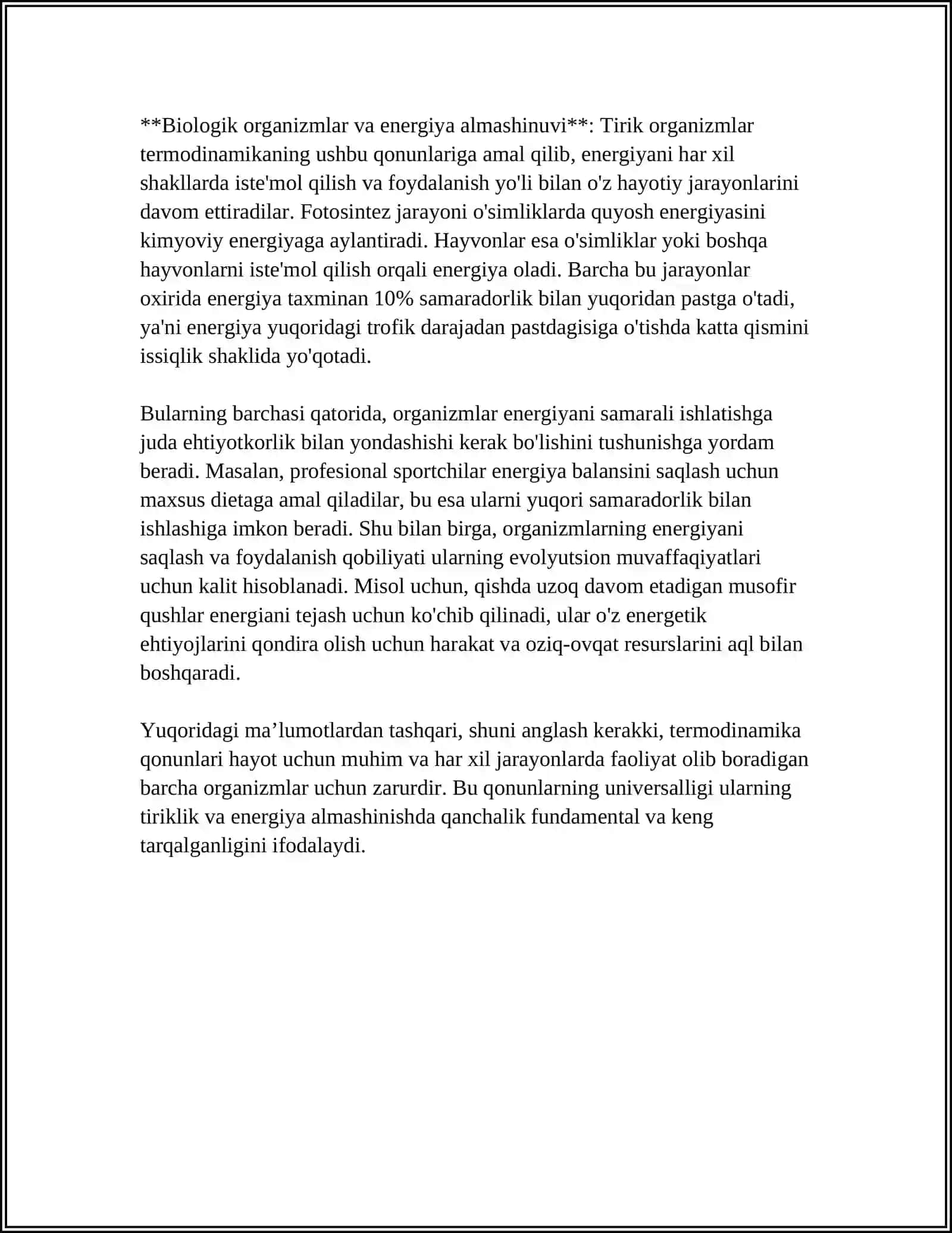 TIRIK ORGANIZMLAR UCHUN TERMODINAMIKA QONUNLARI. TERMOGRAFIYA VA UNING DIAGNOSTIKADA ROLI 4