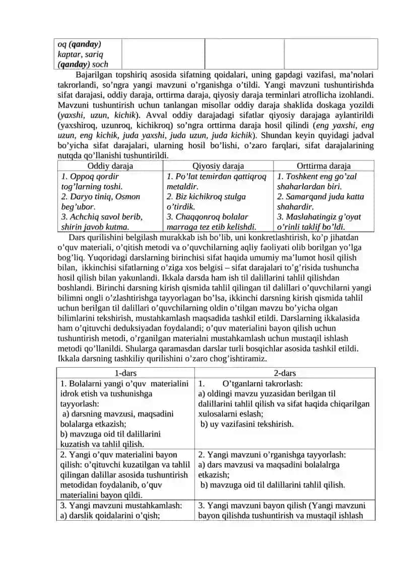 Yangi materialni o’rgatish va mustahkamlash darslari 4
