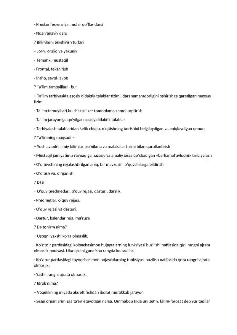 Ta’lim metodlari Pedagokika psixologiya test 4