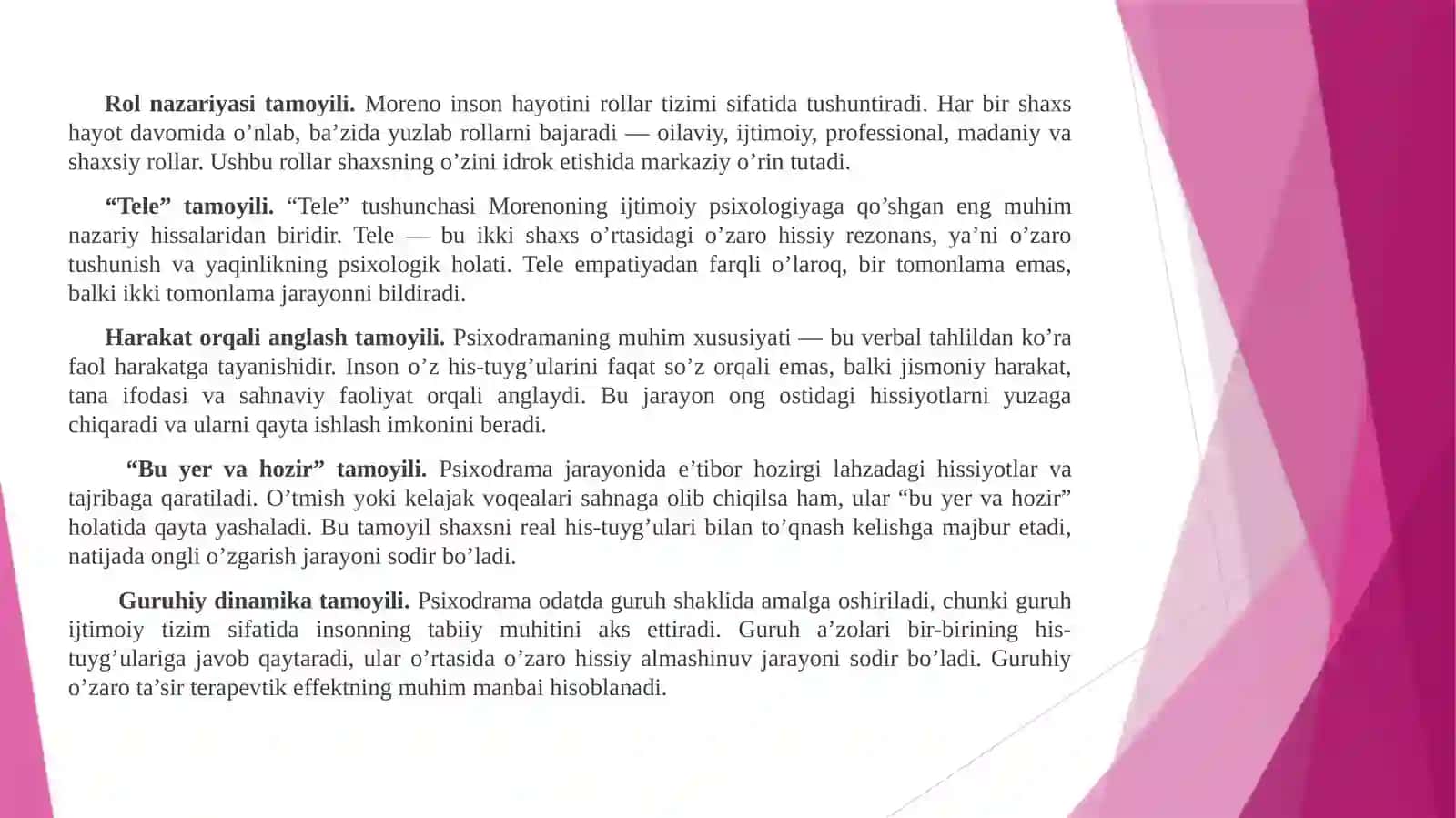 Psixodrammaning asosiy tushunchalari 4