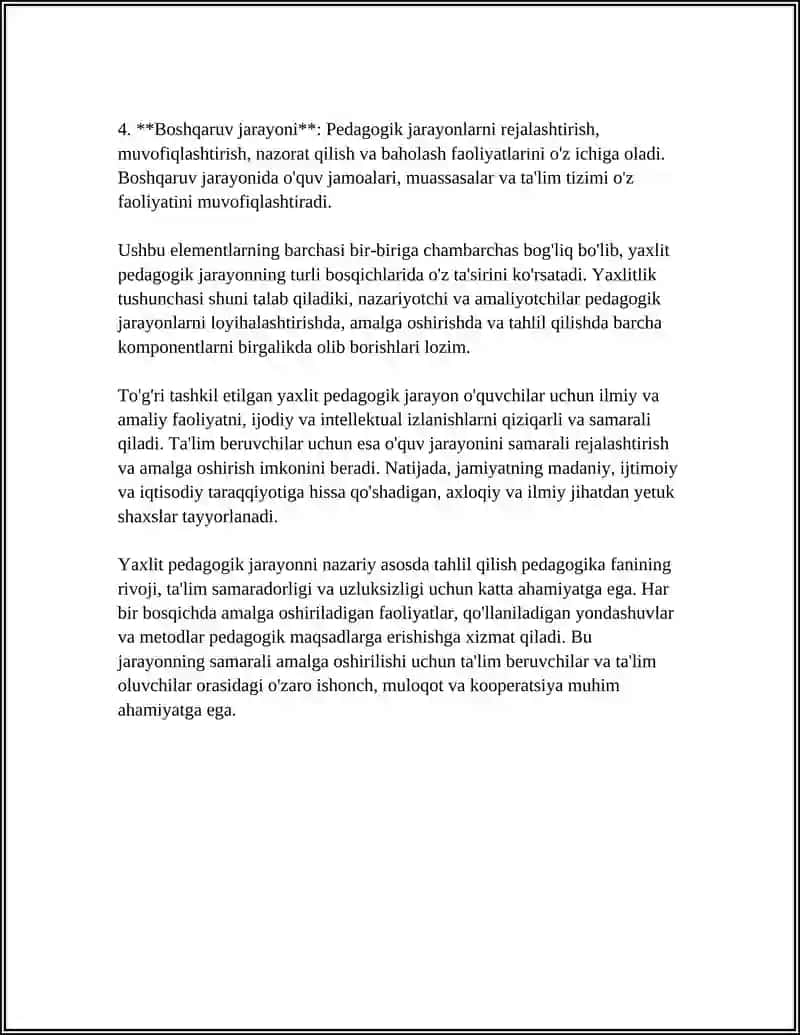 Yaxlit Pedagogik Jarayon Bosqichlari 4