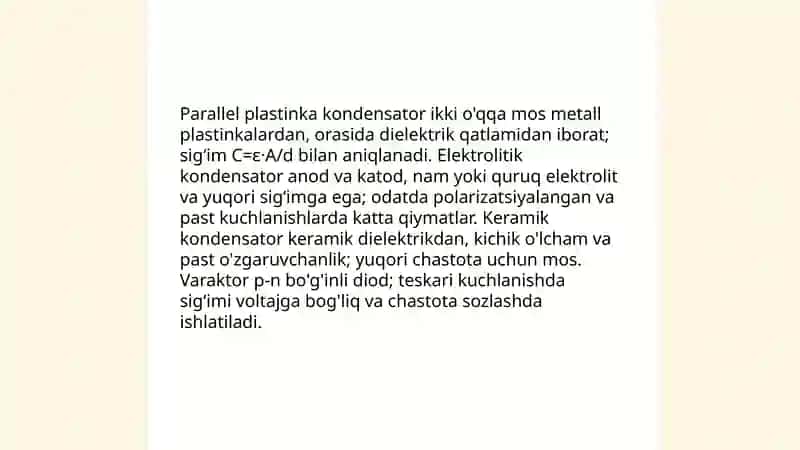 Elektr sigʻimi va kondensatorlar 4