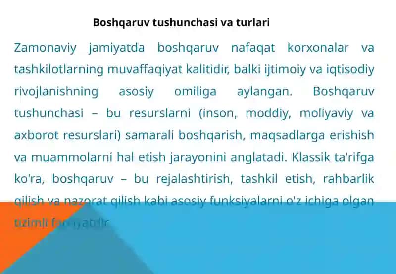 Boshqaruv Tushunchasi va Turlari 4