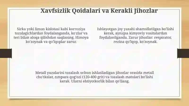 Uyda korroziyani yoʻqotish usuli 4