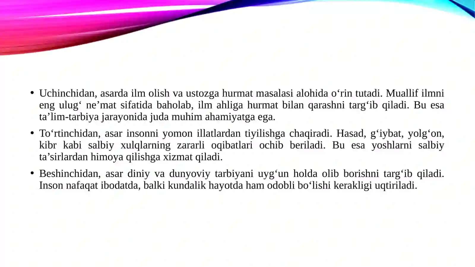 Muhammad Sodiq Qoshg‘ariy. Odob as-solihin" asarining tarbiyaviy ahamiyati" 4