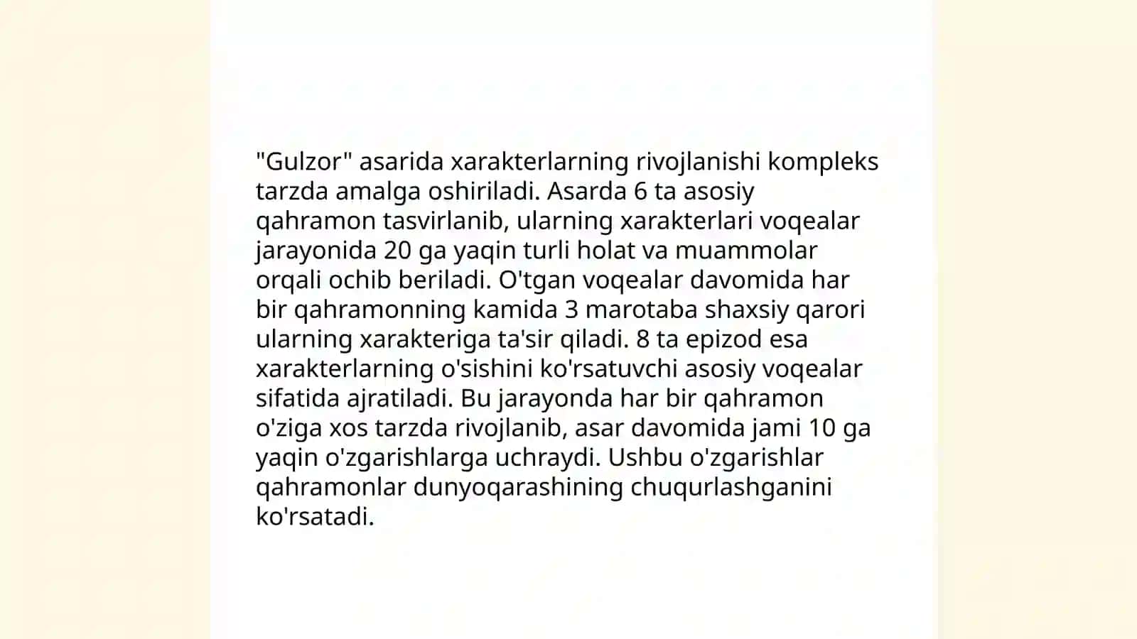 Gulzor asarida obraz va xarakter yaratish mahorati 4