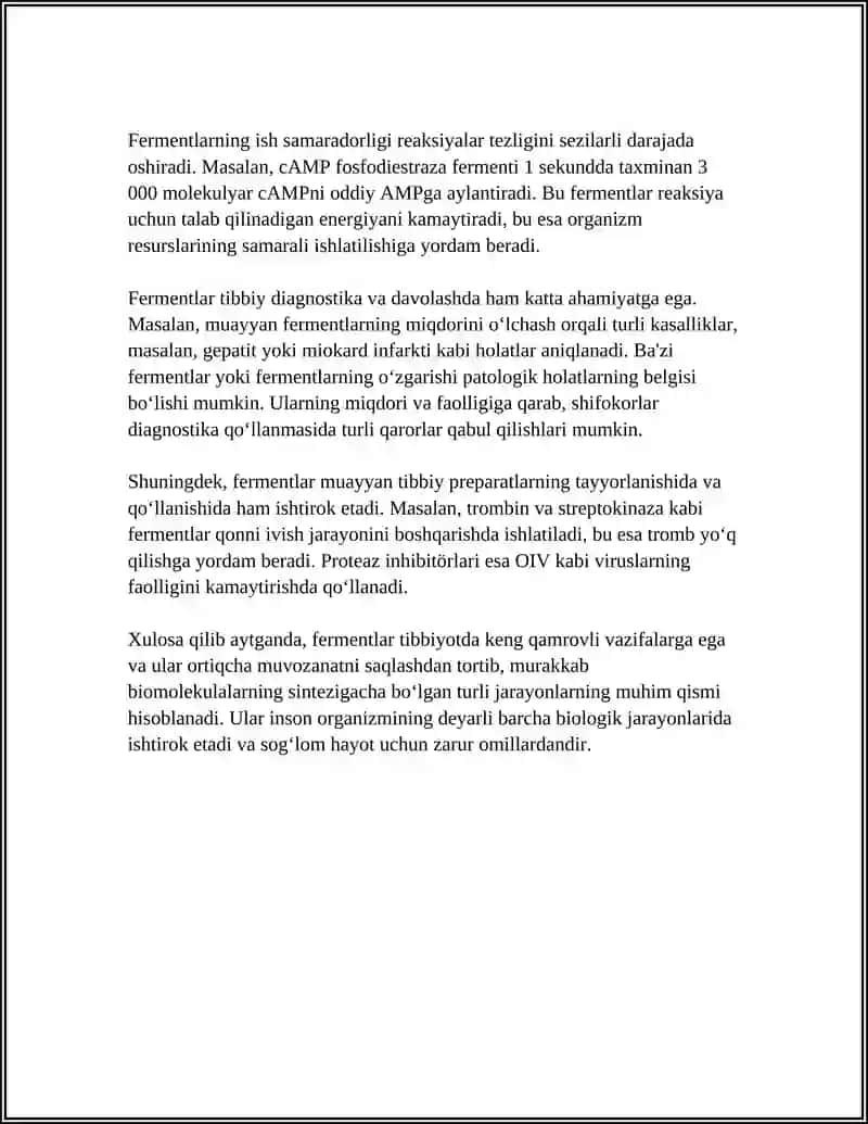 TIBBIYOTDA FERMENTLARNING QO'LLANILISHI 4