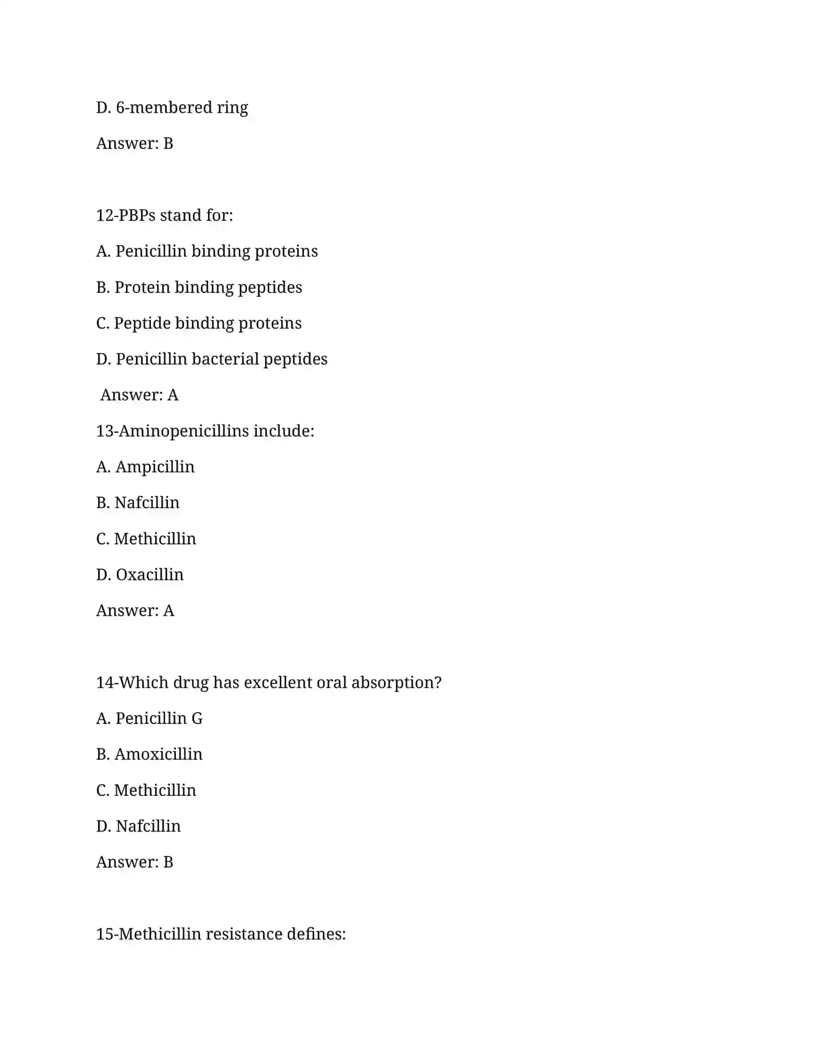 Antibiotics Classification Quiz 4