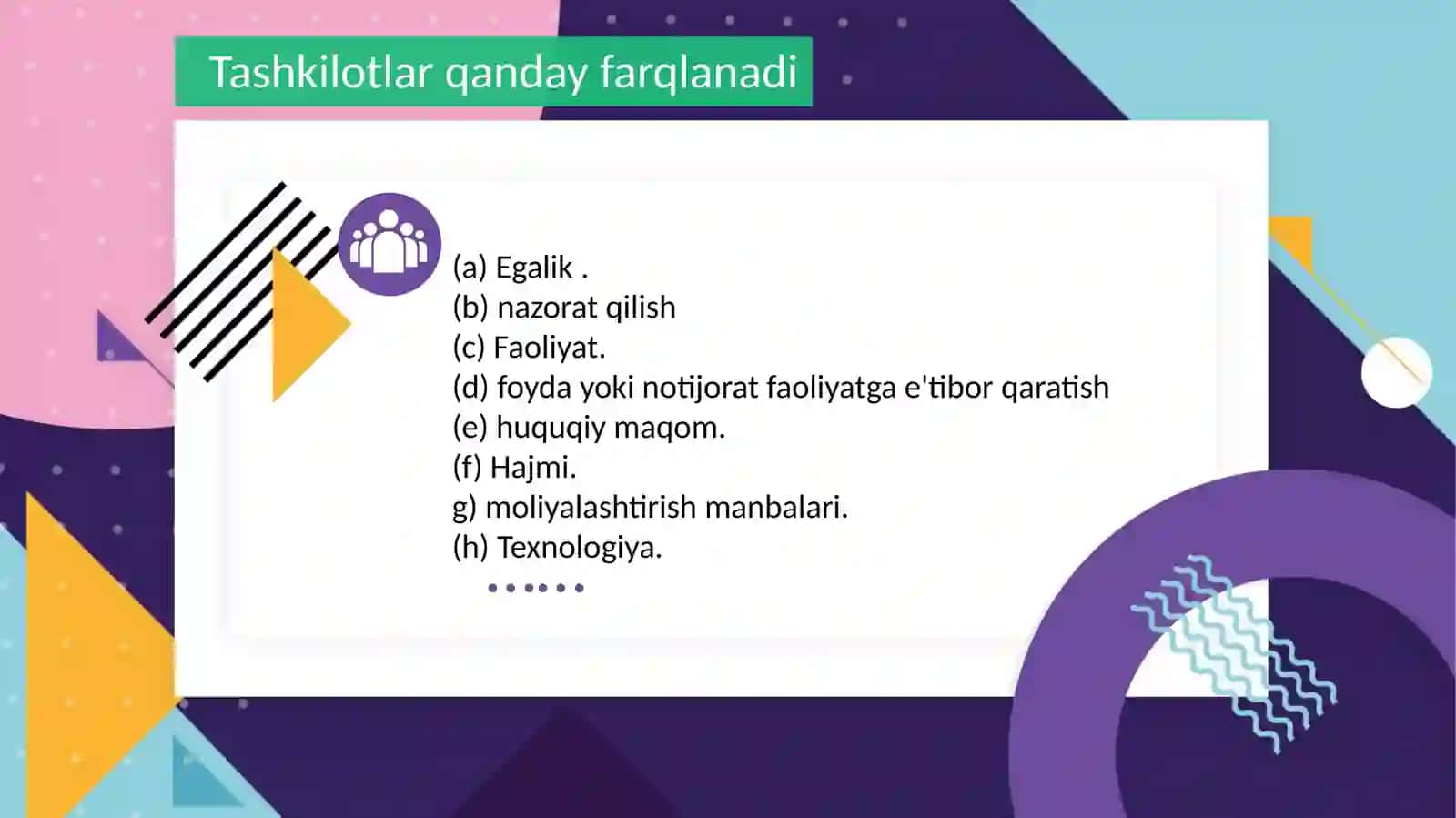 Biznes tashkilotlarining maqsadi 4