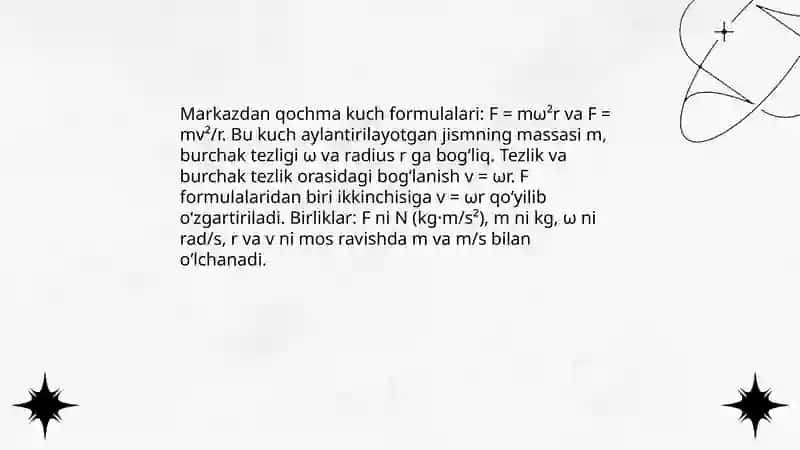 Markazdan qochma kuch 4