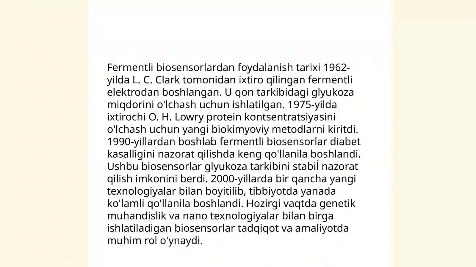 Fermentli biosensorlarning tibbiyotdagi ôrni 4