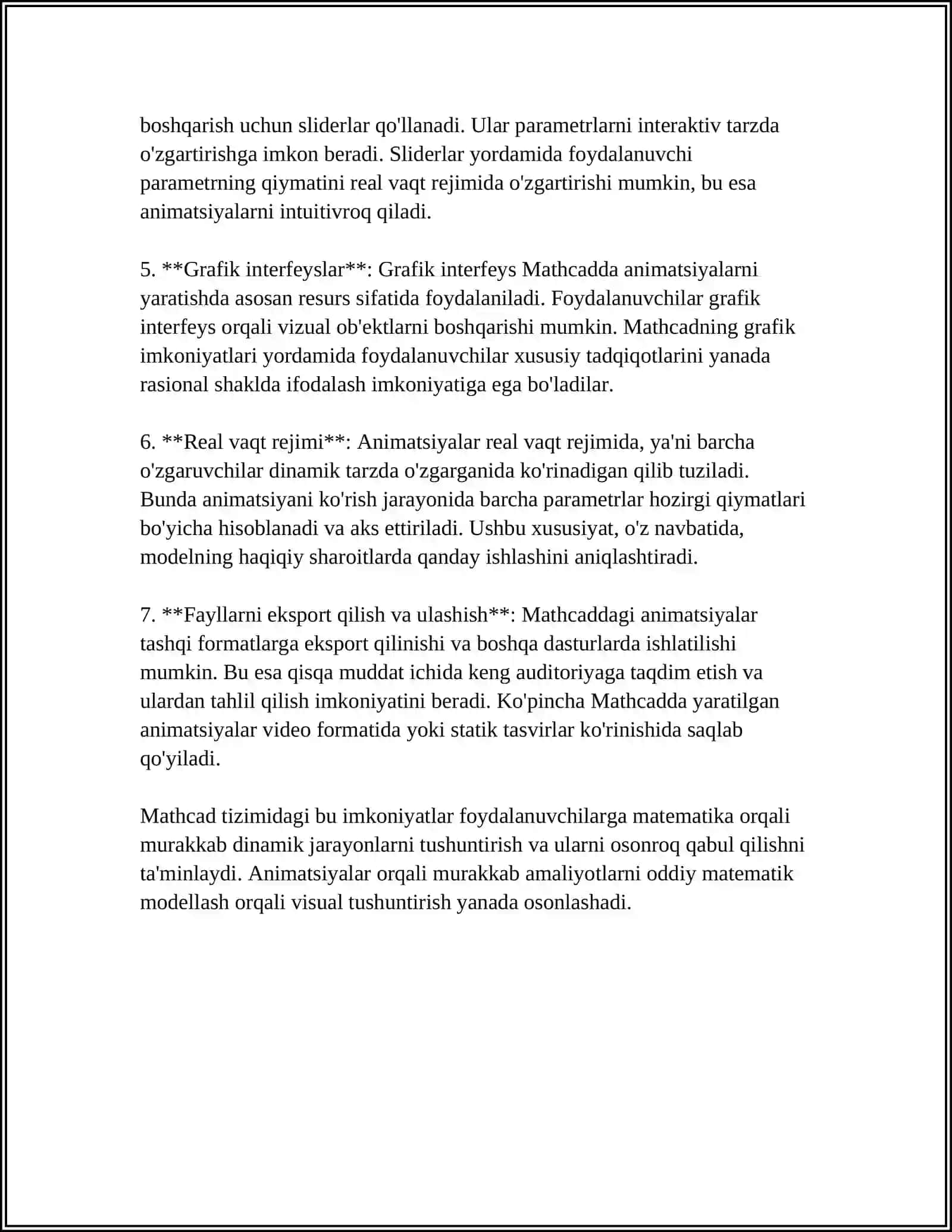 ANIMATSIYA (MATHCAD TIZIMLARIDA) 4