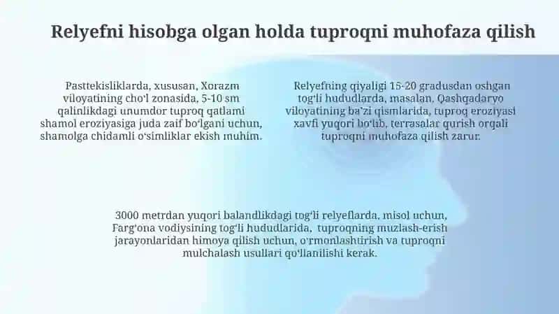 Tuproq xosil bo'lishda relyefning axamiyati 4