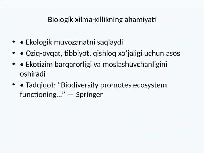 Biologik xilma-xillik (Biodiversity) 4