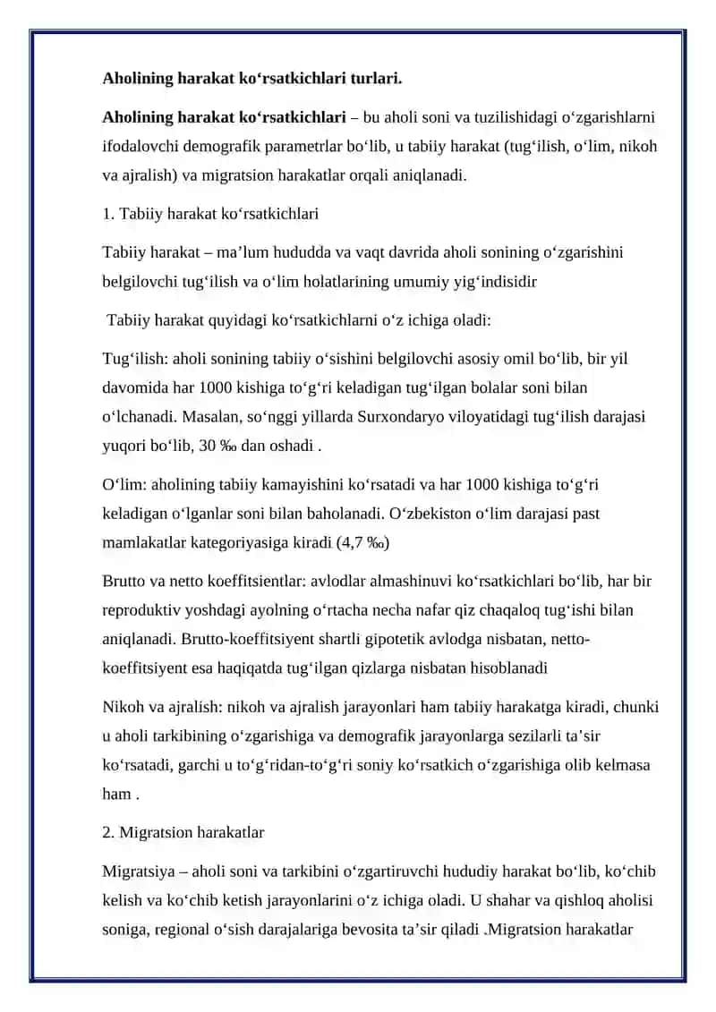 Aholining harakat koʻrsatkichlari statistikasi 4
