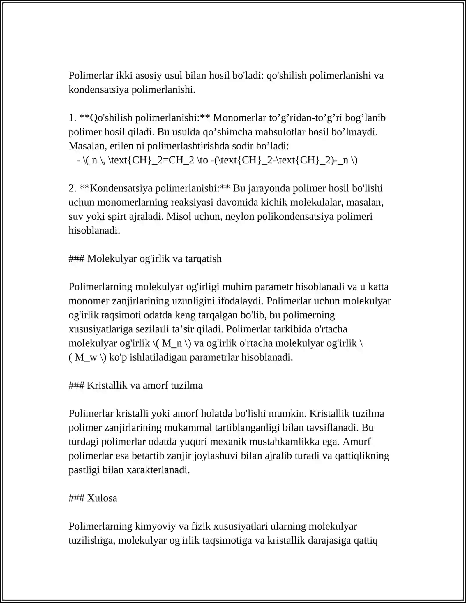 POLIMERLARNING FIZIK VA KIMYOVIY XOSSALARINI SOLISHTIRISH 4