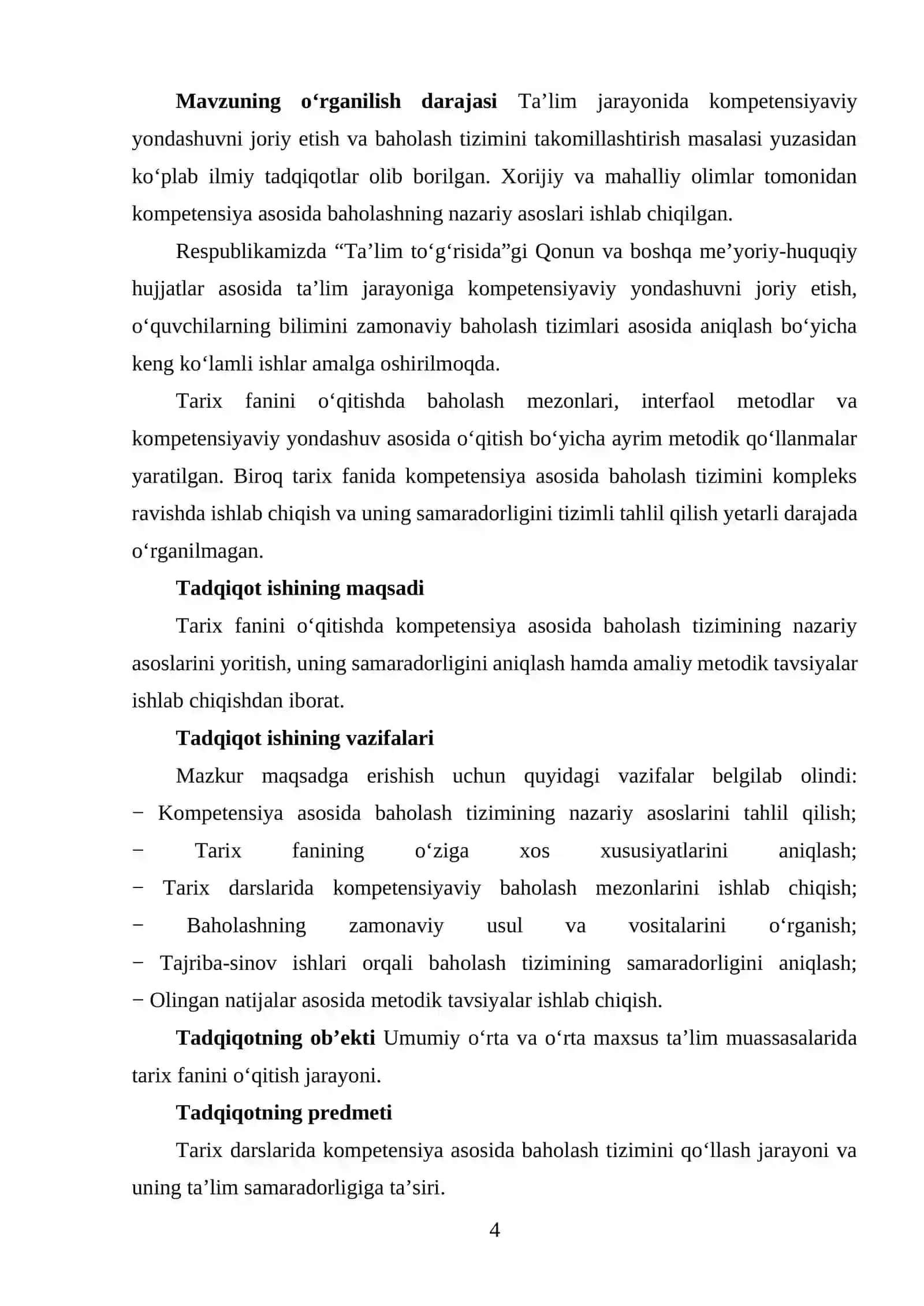 Tarix oʻqitishda kompetensiya asosida baholash tizimini ishlab chiqarish 4