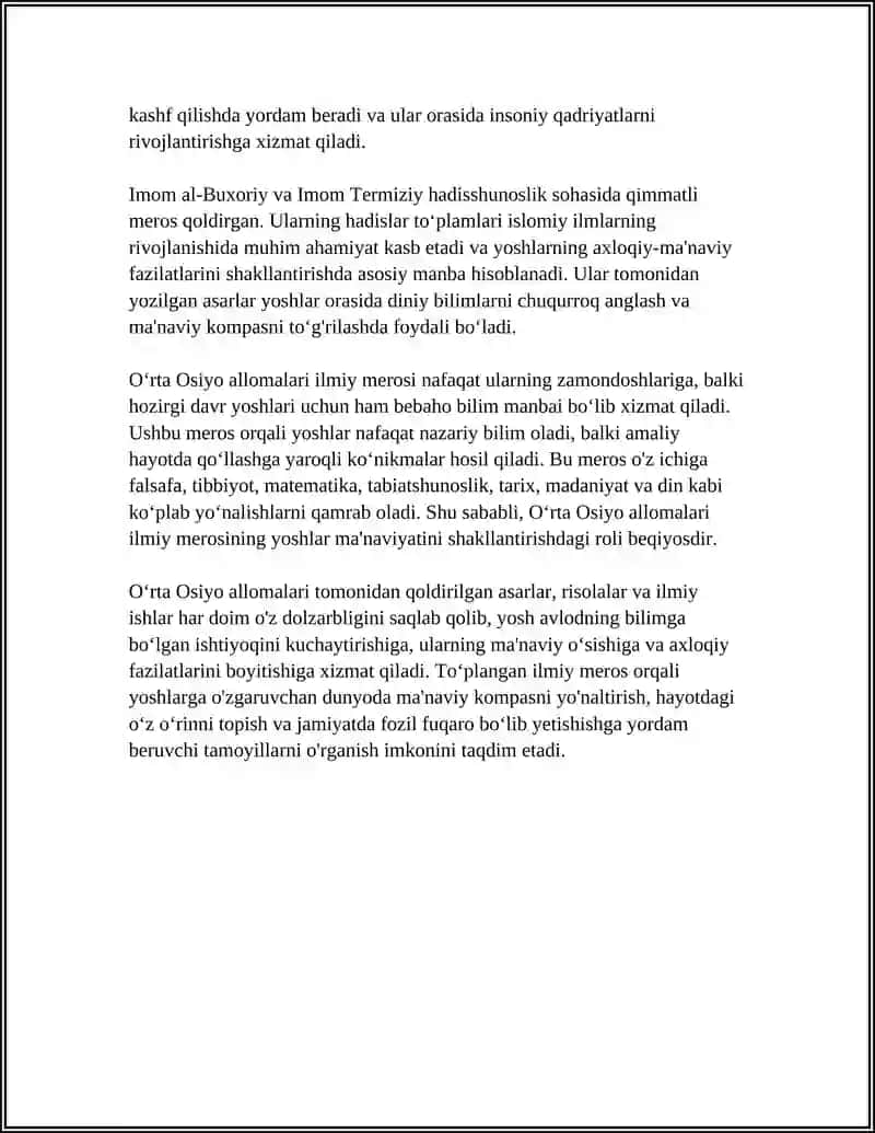 O'ZBEKISTON RESPUBLIKASI OLIY TA’LIM FAN VA INNOVATSIYA VAZIRLIGI MUSTAQIL ISH 4