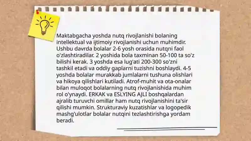 Maktabgacha yosh davrida bilish jarayonlari va nutqning rivojlanishiga xos xususiyatlar 4
