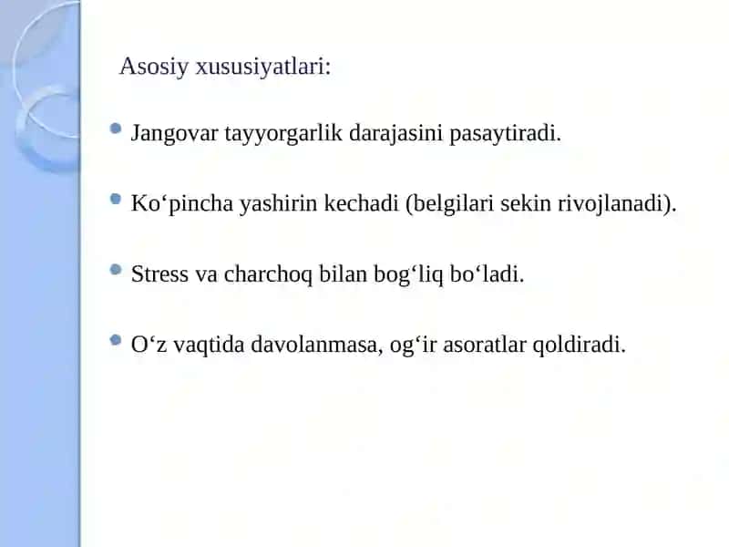 Zamonaviy harbiy terapevtik kasalliklar 4