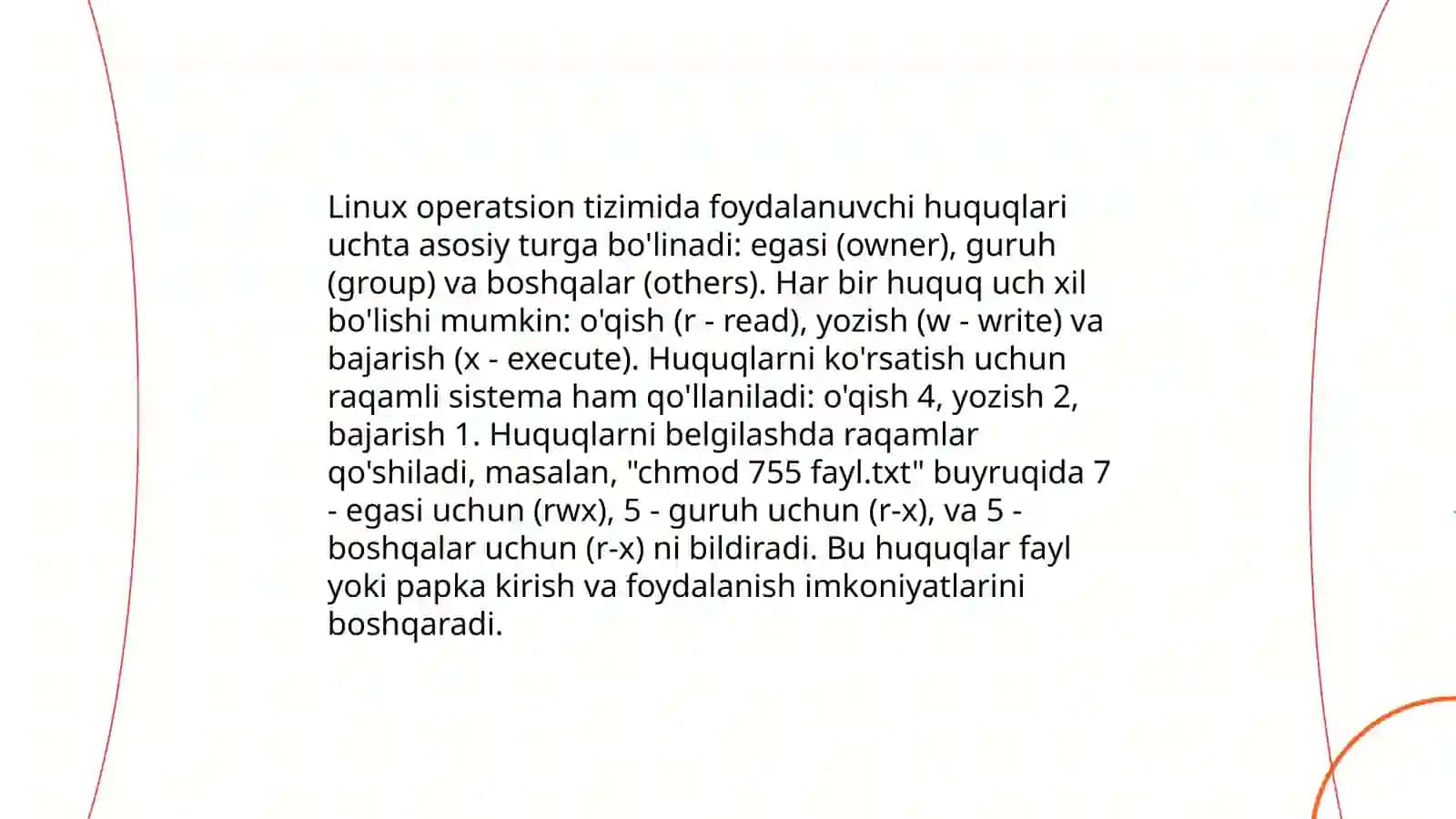 Linux OTda imtiyozlar turlari 4
