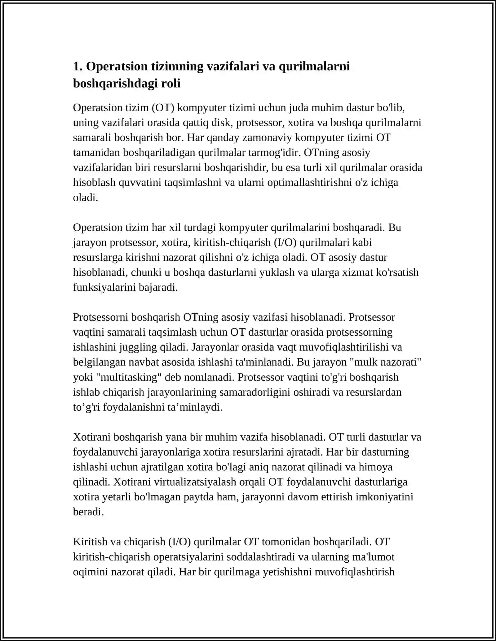 KOMPYUTER QURILMALARI BOSHGARISH OPERATSION TIZIMLARNING O'RNI 4