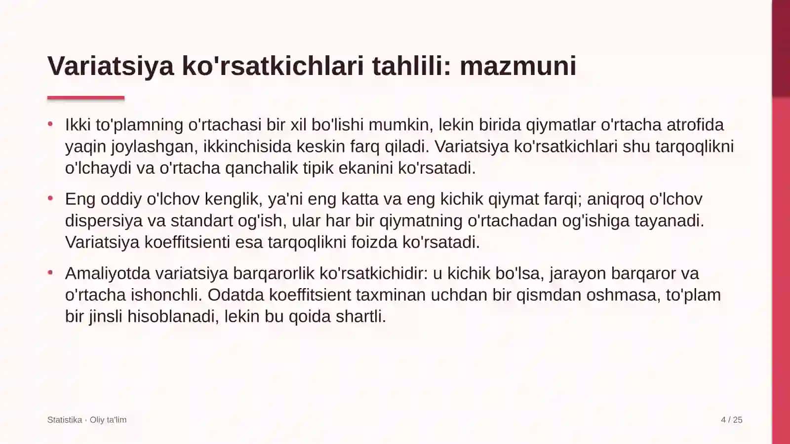 yog'ochni qayta ishlash korxonalarida variatsiya ko'rsatkichlari tahlili 3065 4