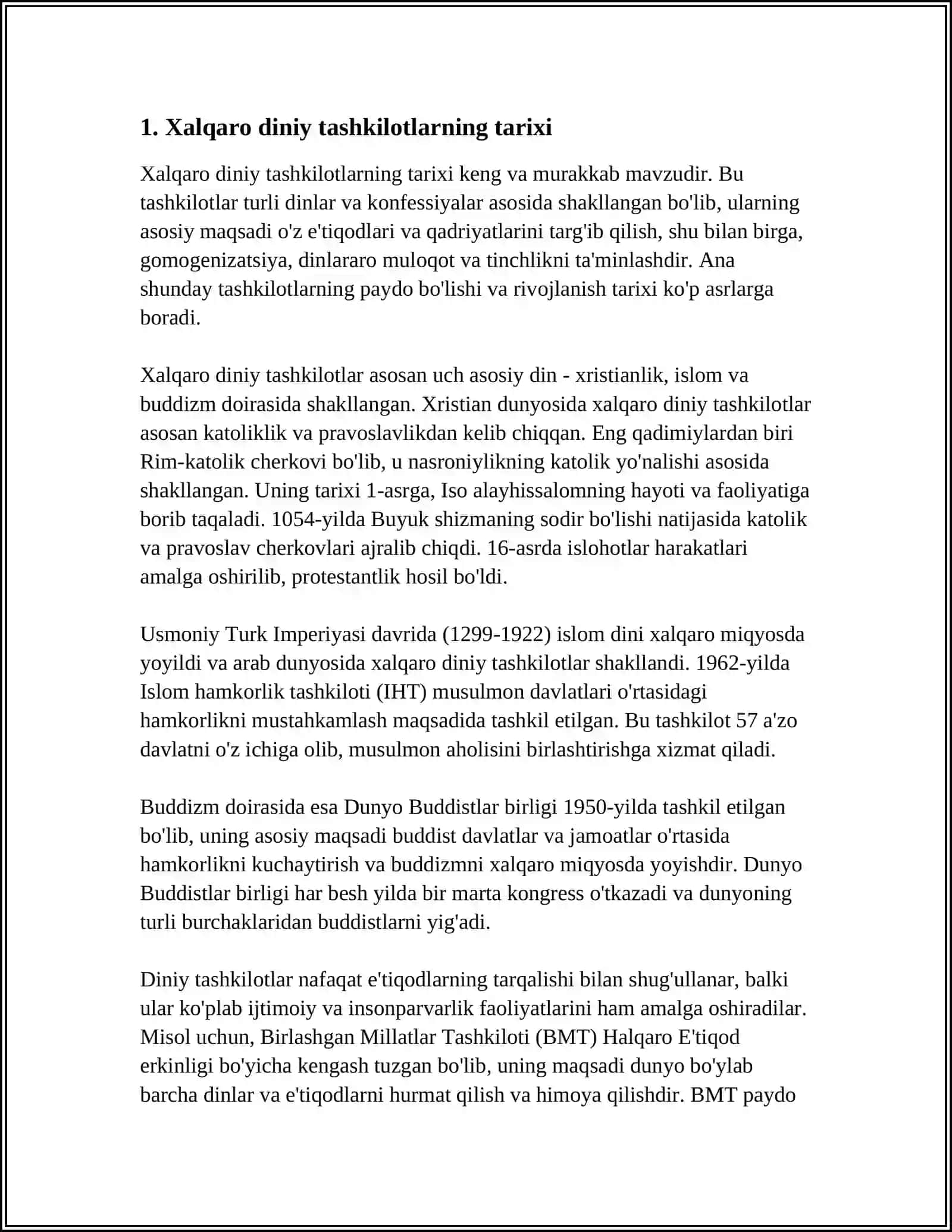 Xalqaro diniy tashkiyotlar tarixi 4
