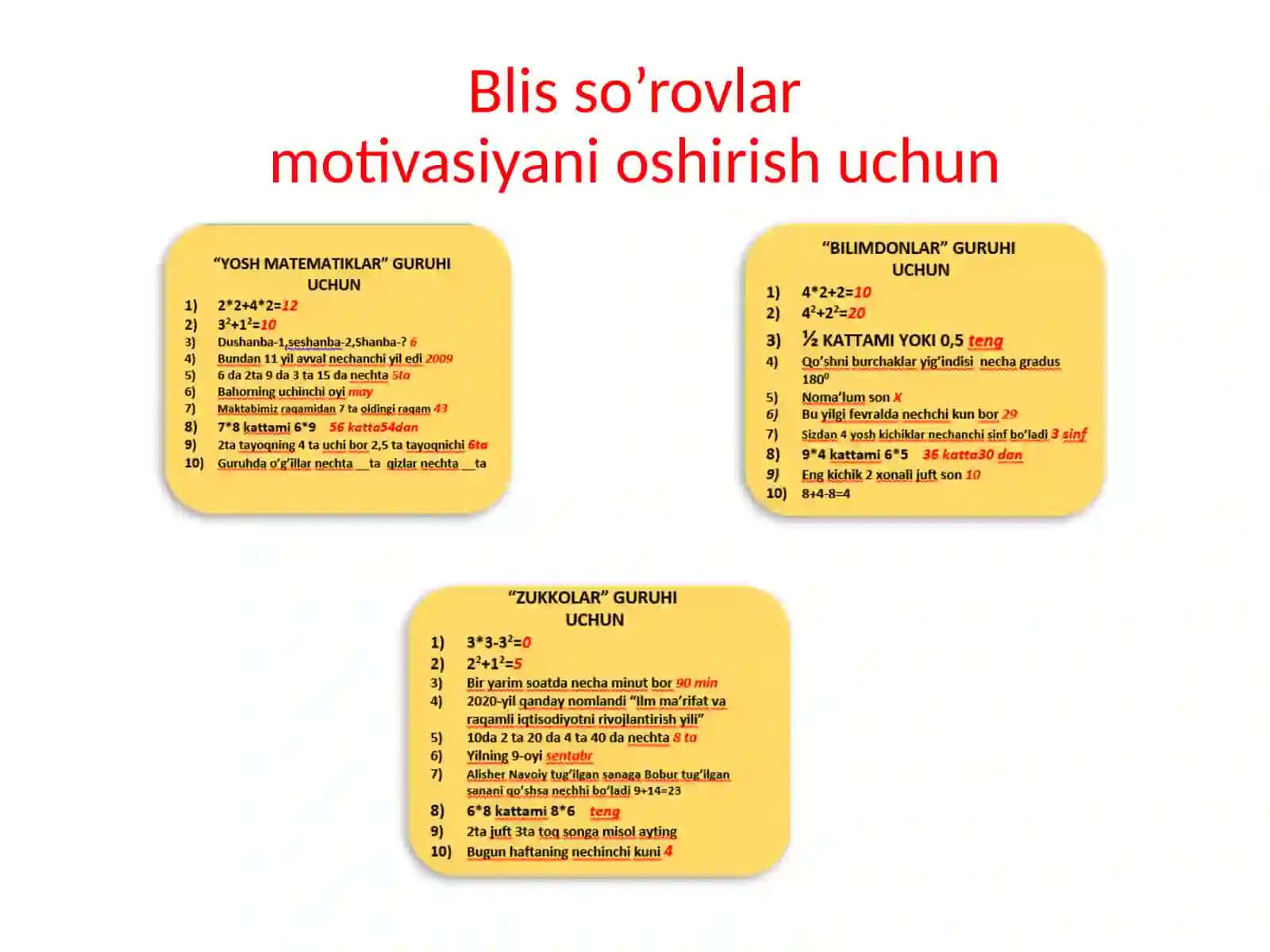 "KVADRATLAR AYIRMASI" OCHIQ DARSI 4