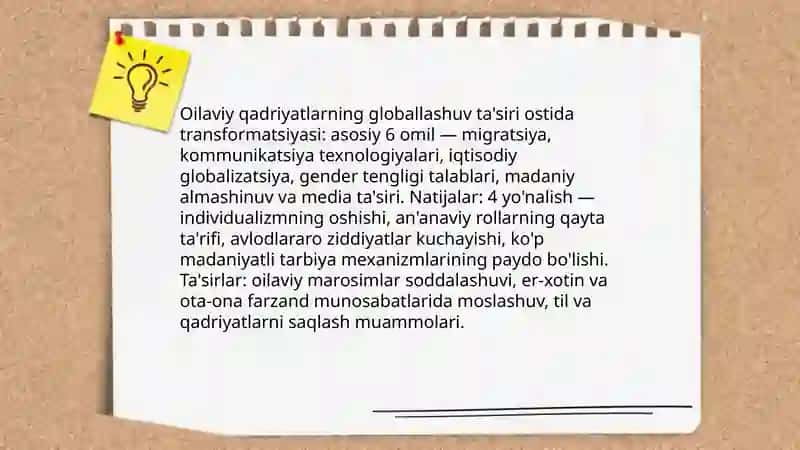 OILA PEDAGOGIKASI. GLOBALLASHUV VA UNING TARBIYAGA TA'SIRI 4