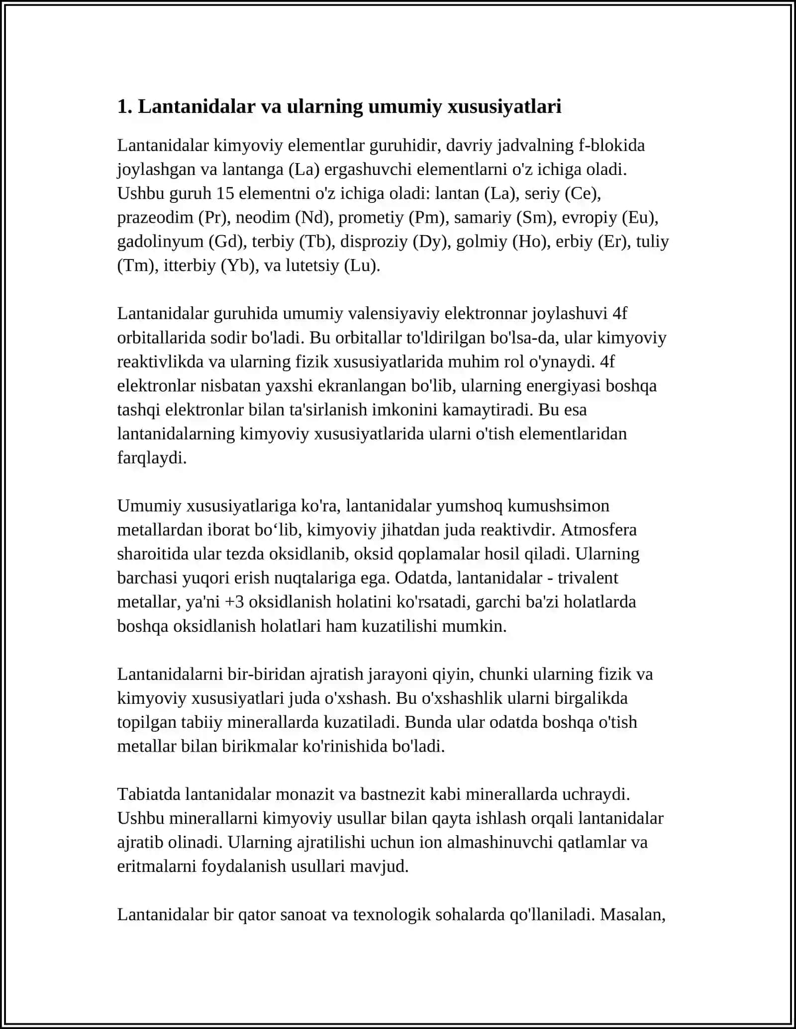 Lantanoidlar va Aktinoidlar 4
