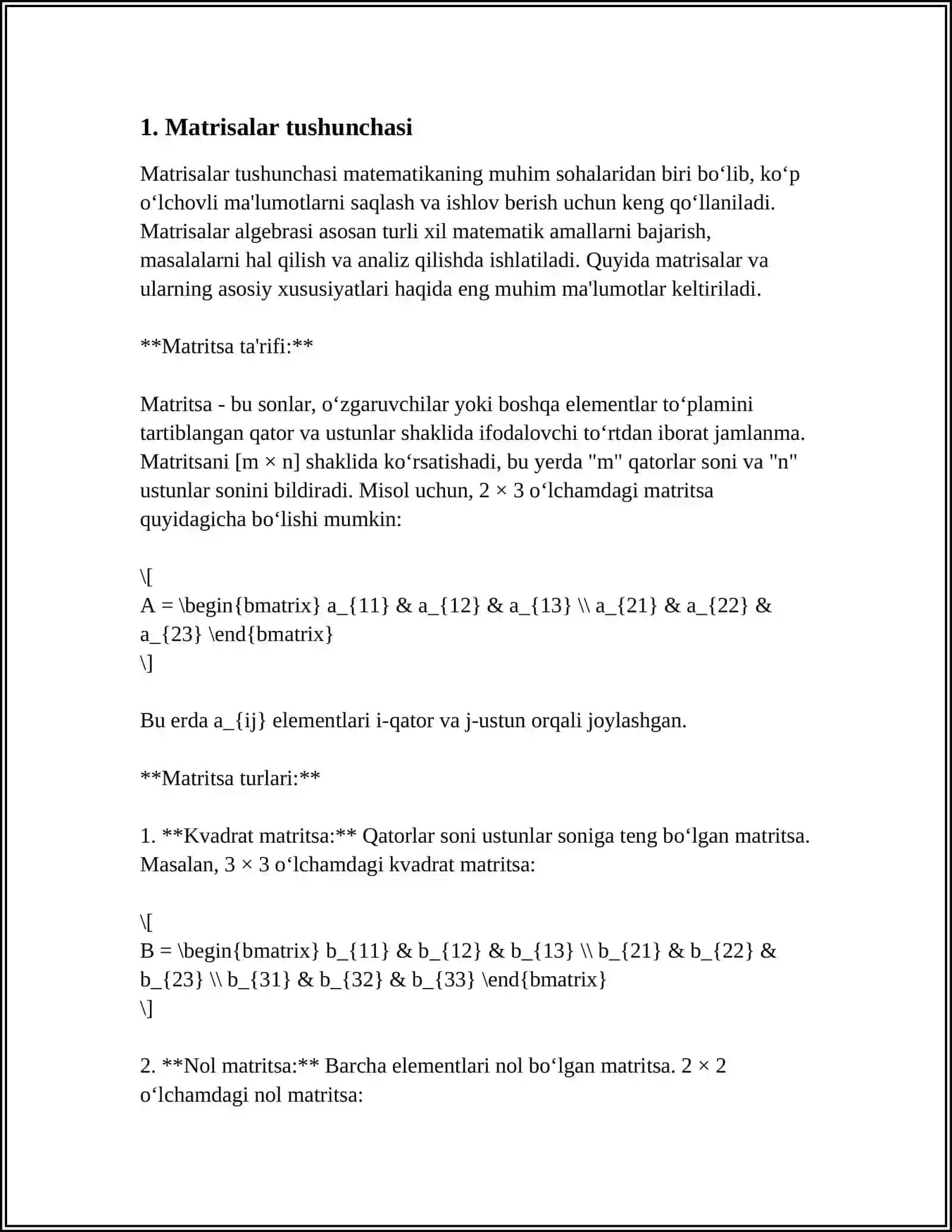 MATRISA TUSHUNCHASI 4