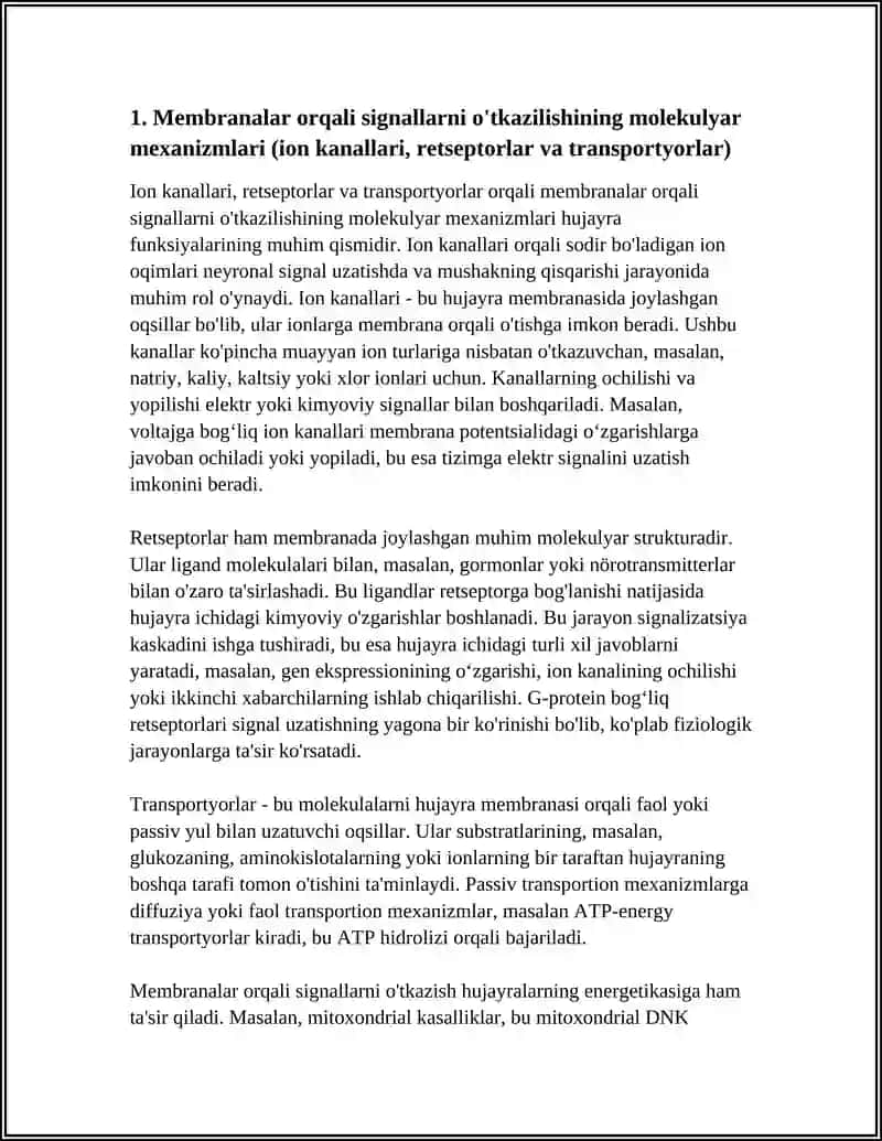 Membranalar orqali signallarni o'tkazilishi 4