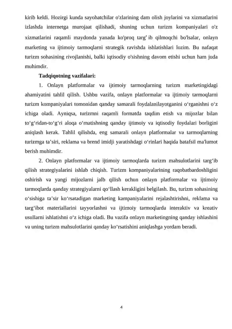 Turizmda onlayn platformalar va ijtimoiy tarmoqlarning marketingdagi roli 4