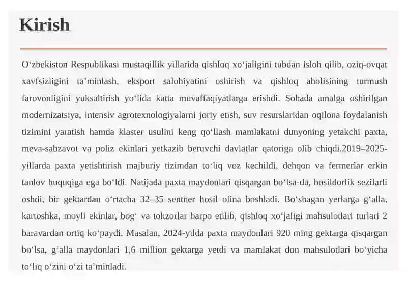 Qishloq xo‘jaligi sohasidagi yutuqlar 4