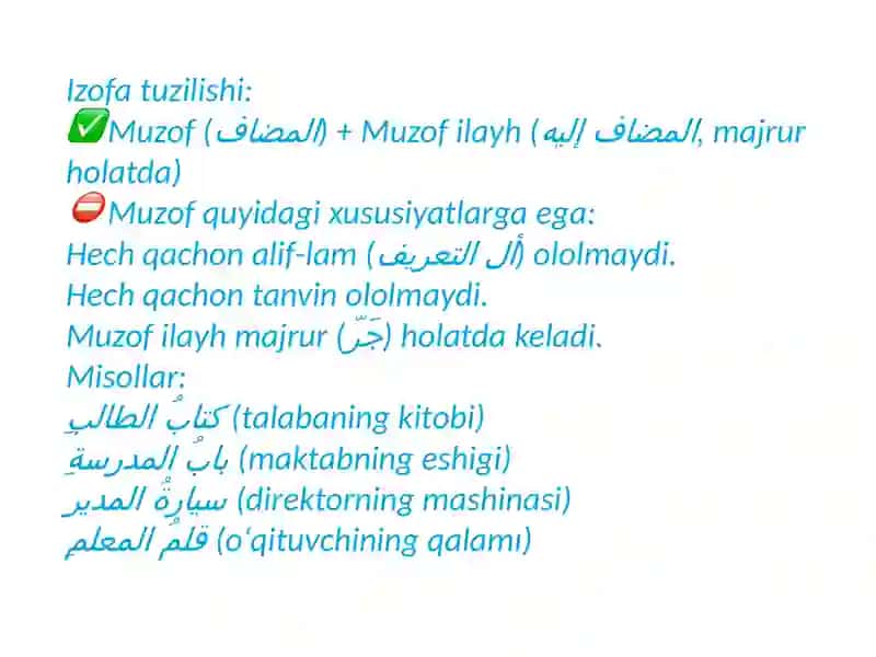 Arab Tilida Izofa Birikmasi 4