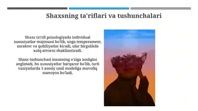 Shaxs psixologiyasi.Shaxsiyat 4