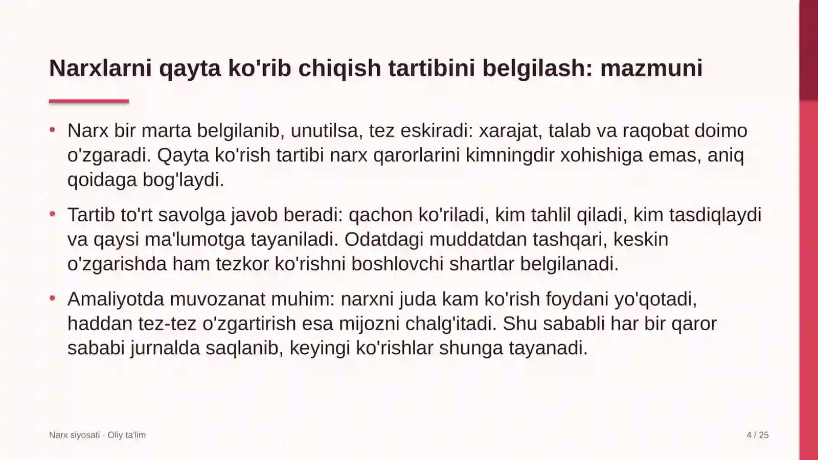 radiostansiyalarda narxlarni qayta ko'rib chiqish tartibini belgilash 4215 4
