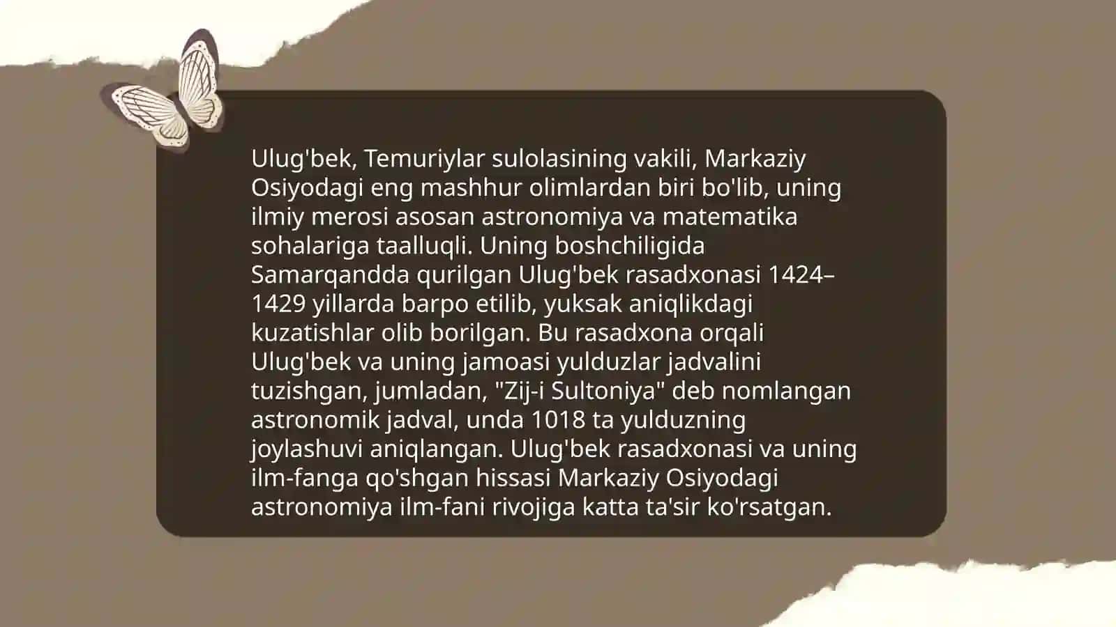 Mirzo Ulugʻbek - davlat arbobi va buyuk olim 4