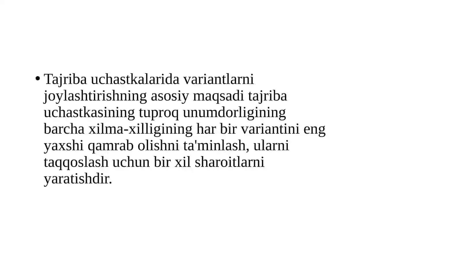 Dala tajribasida variantlarni joylashtirish usullari 4