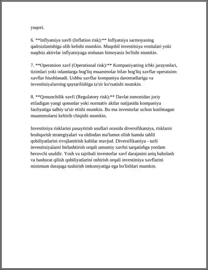 INVESTITSIYA RISKLARI VA ULARNI PASAYTIRISH YULLARI 4