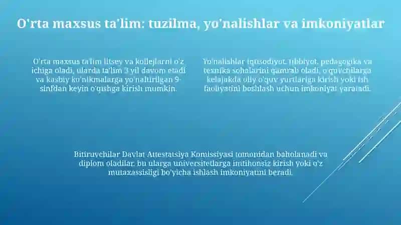 Umumiy, o‘rta, o‘rta maxsus ta’lim tizimi 4
